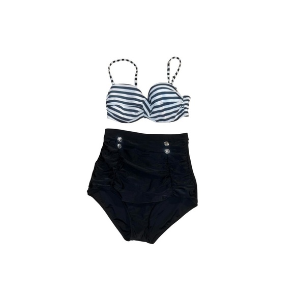 Other - Retro High-Waisted Black & White
Striped Bikini - Size 8 summer beach re…